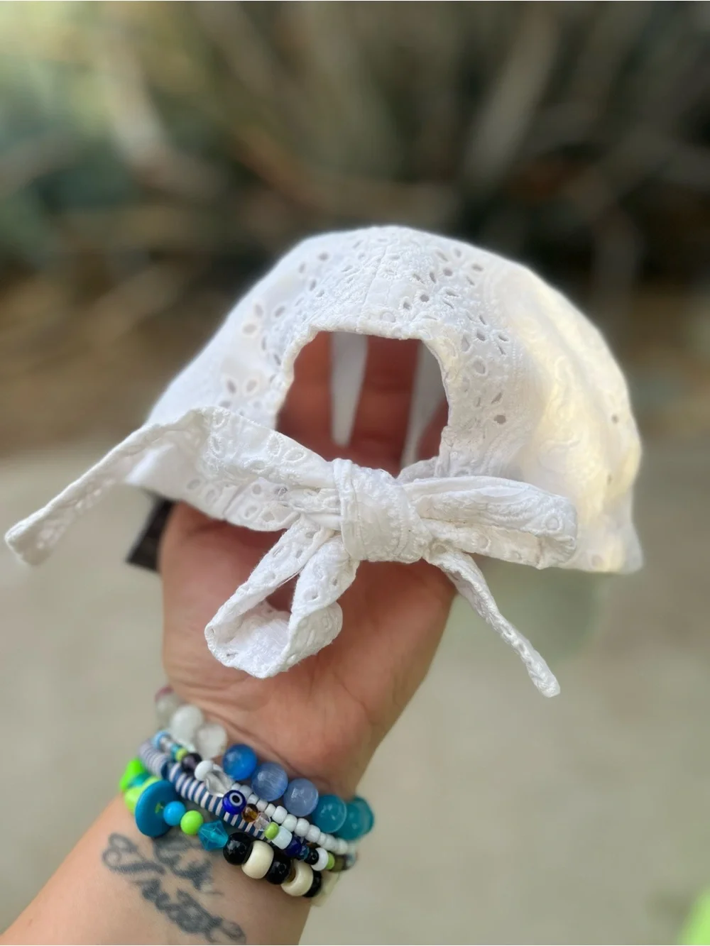 VINCE CAMUTO | White Eyelet Lace Baseball Cap - Women's Casual Sun Hat